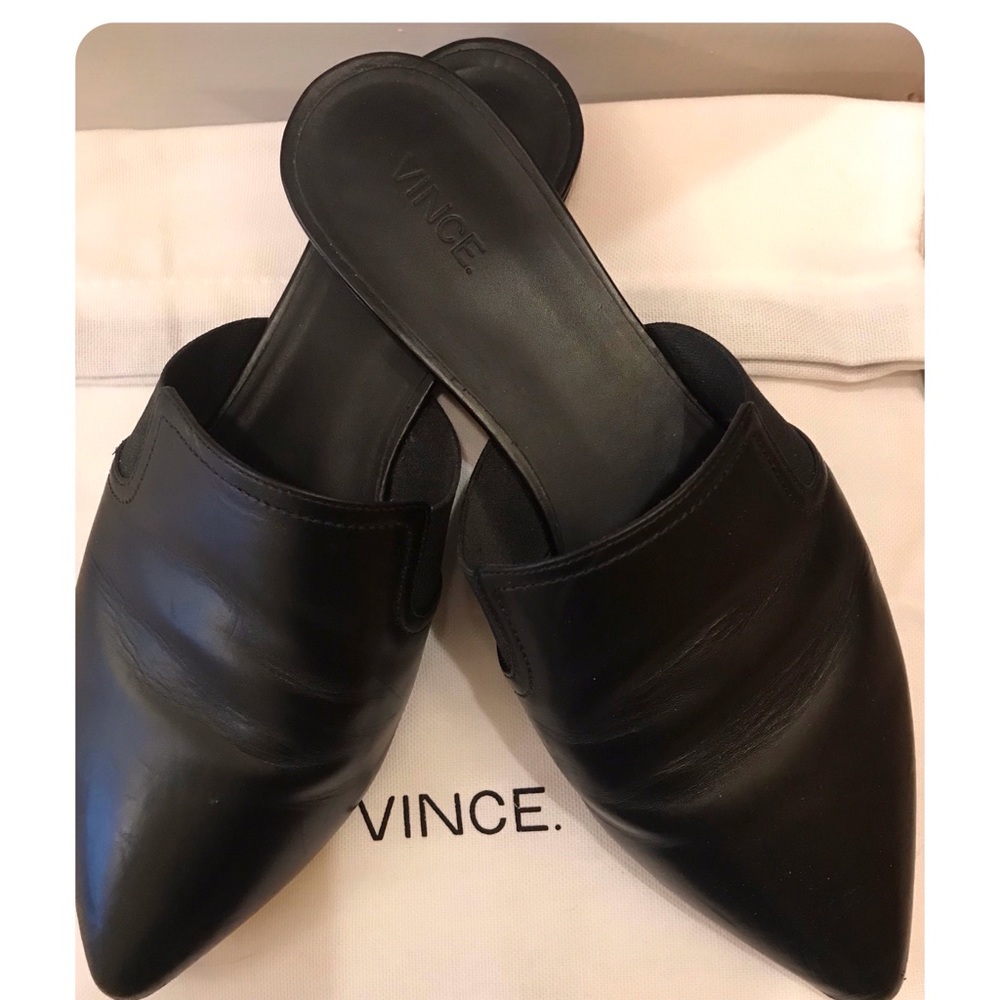 Vince Nadette Black Leather Slides